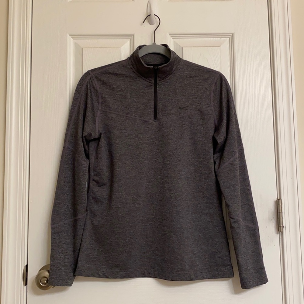 Nike Dri-Fit Gray Half-Zip Moisture-Wicking Long Sleeve Top Poly-Spandex Medium